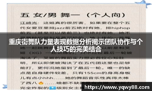 重庆街舞队力量表现数据分析揭示团队协作与个人技巧的完美结合